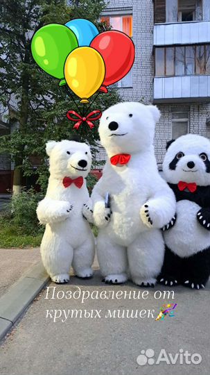 Ростовая кукла Белый Мишка поздравление