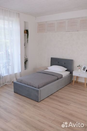 Кровать односпальная + матрас 80х200 Роза велюр