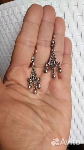 Серебряные серьги СССР винтаж, проба 925