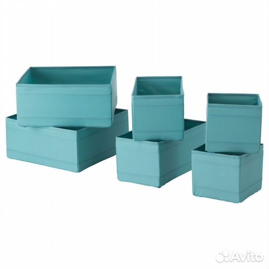 Набор коробок скубб IKEA skubb 6 шт голубые