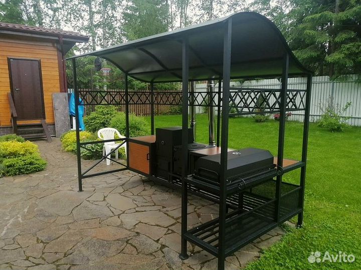 Мангальная зона с крышей