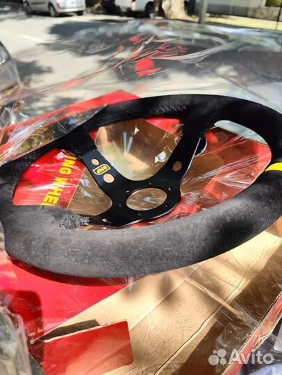 Спортивный руль с выносом омп omp замша новый авто