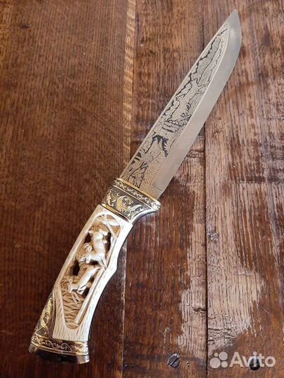 Нож, кость, ручная работа, дамасская сталь, новый