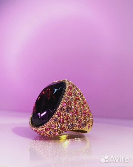 Kenneth Jay lane кольцо с аметистовым кристаллом