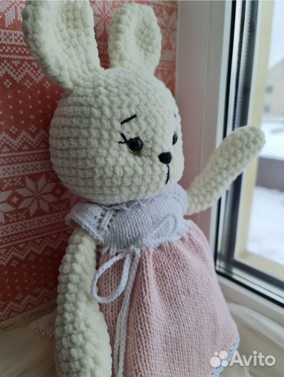 Плюшевая игрушка заяц ручной работы 0+