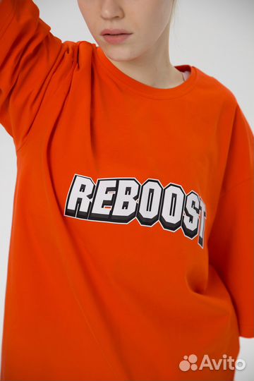 Женская оверсайз футболка оранжевая с рукавом 3/4