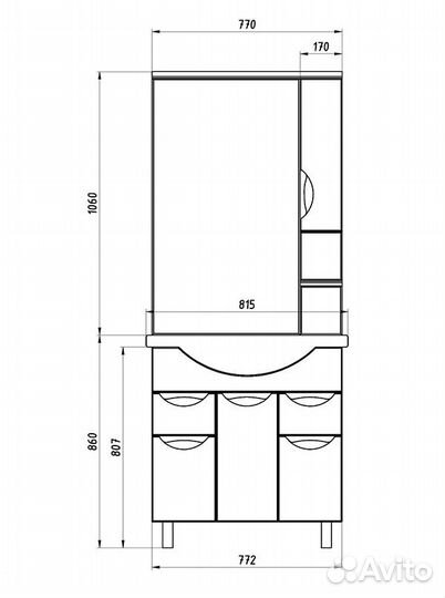 Зеркальный шкаф ASB-Mebel Мессина 80 (9615)