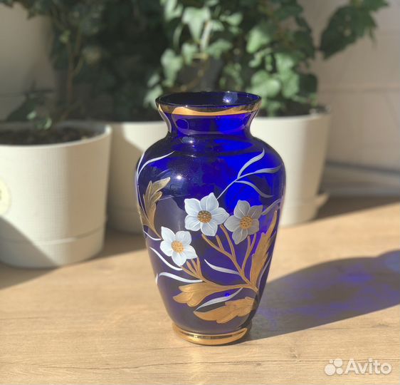 Ваза чешское цветное стекло