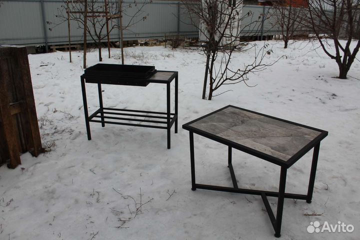Мангал + столик из керамогранита