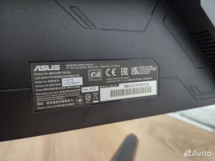 Монитор asus tuf gaming 165hz 27 дюймов