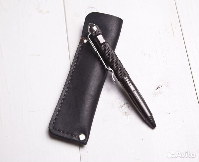 Ручка тактическая с кожаным чехлом