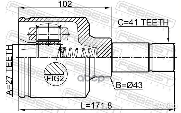 ШРУС внутренний L (компл) febest 2511-BOX3LH 25