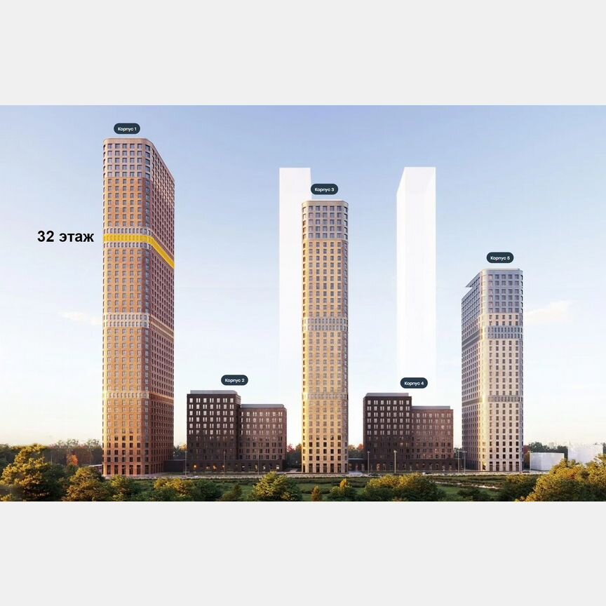 1-к. квартира, 40 м², 32/45 эт.