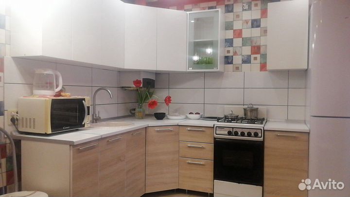 Кухня угловая 3,6 м Радуга белый-сонома 1,95*1,75