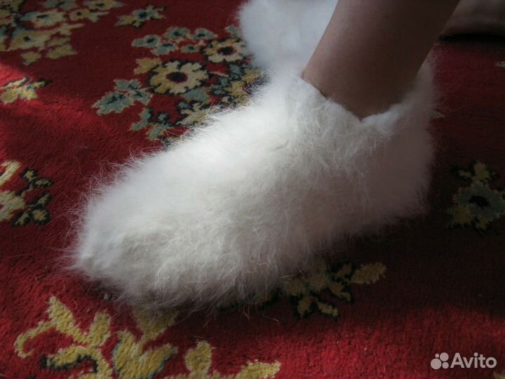 Носки супер теплые пуховые пинетки кролик ангора