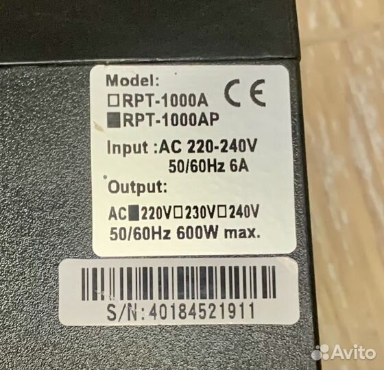 Ибп бесперебойник Powercom RPT-1000AP