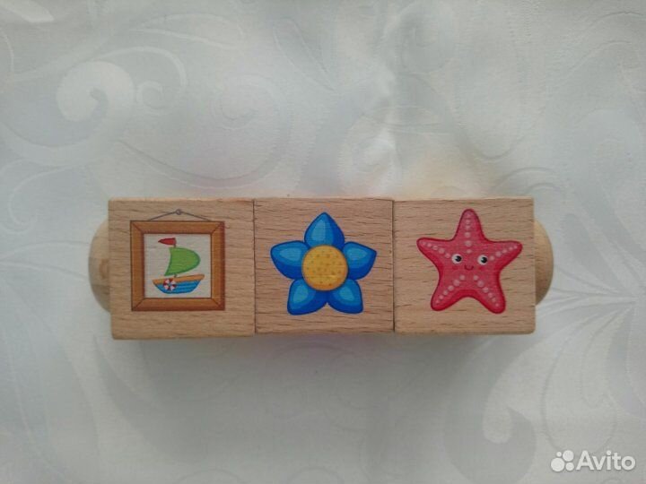 Деревянные развивающие кубики на оси