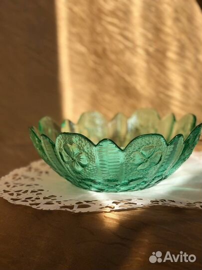 Салатник цветное стекло СССР зеленый