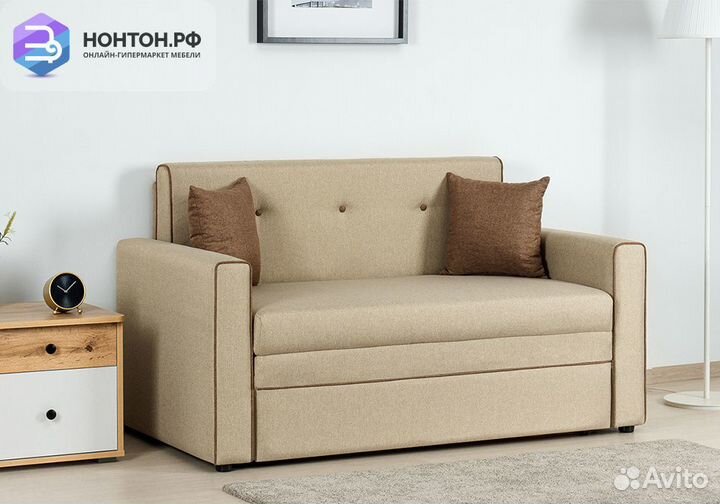 Диван выкатной Найс бежевый / коричневый
