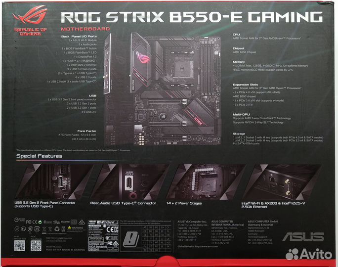Asus ROG strix B550-E gaming (wi-fi) новая п.компл