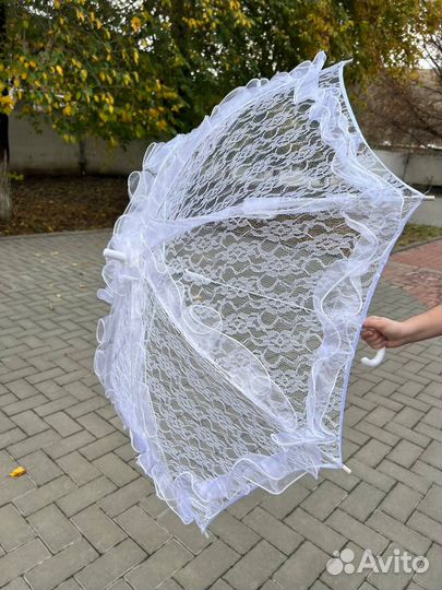 Зонт кружево белый новый