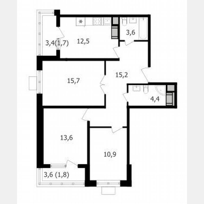 3-к. квартира, 82,9 м², 18/27 эт.
