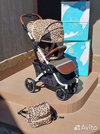 Коляска Baballo 2023 leopard (на белом)
