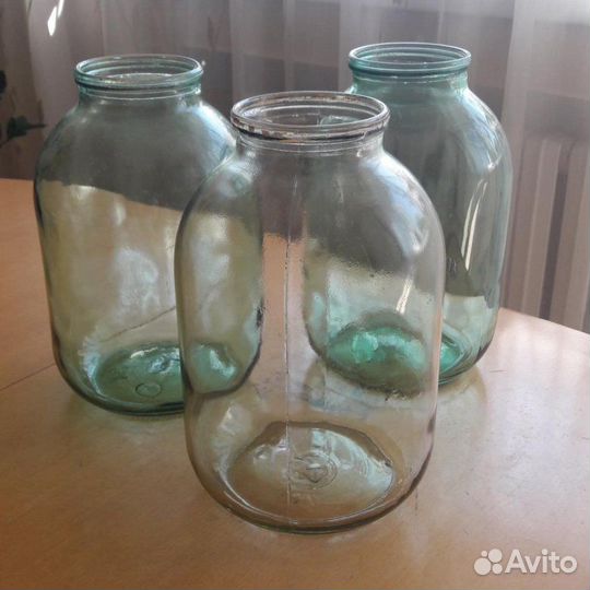 Банки стеклянные 3 литра, 10л, 650г бу