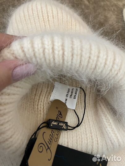Комплект новый шапка и снуд варежки ангора зимний
