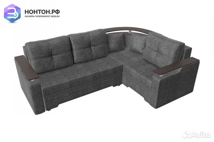 Диван угловой еврокнижка Комфорт рогожка серая