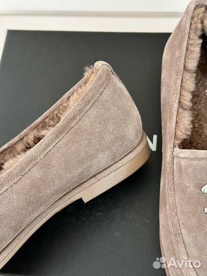 Лоферы женские с натуральным мехом 39 размер
