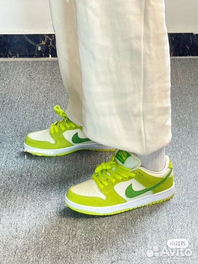 Кроссовки nike dunk low green apple