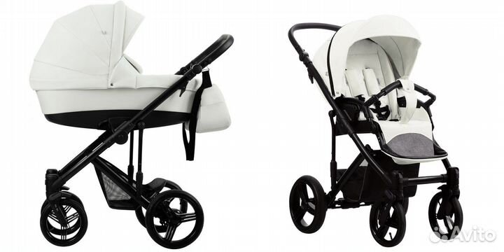 Коляска Bebetto magnum prima 2в1 (белая экокожа)