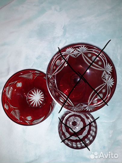 Ваза красное цветное стекло,хрусталь СССР