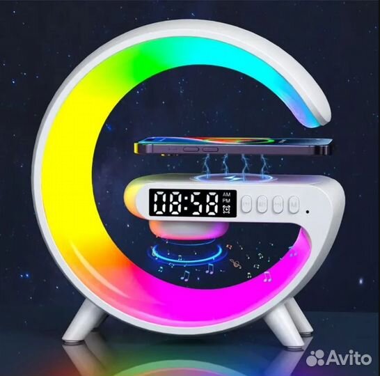 RGB ночник, муз колонка, беспроводная зарядка