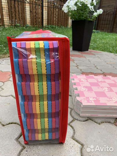 Коврики-пазлы для детей цифры, розовые собачки