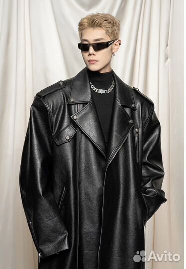 Кожаный тренч balenciaga type long leather