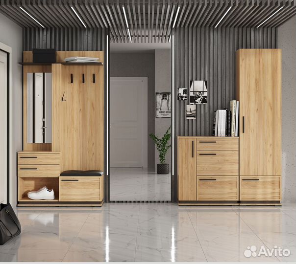 Тумба с полками и ящиками