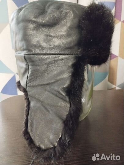 Шапка ушанка детская. Норка,кожа натуральная