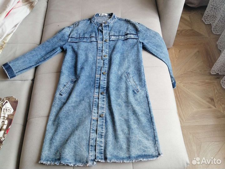 Плащ тренч джинсовый