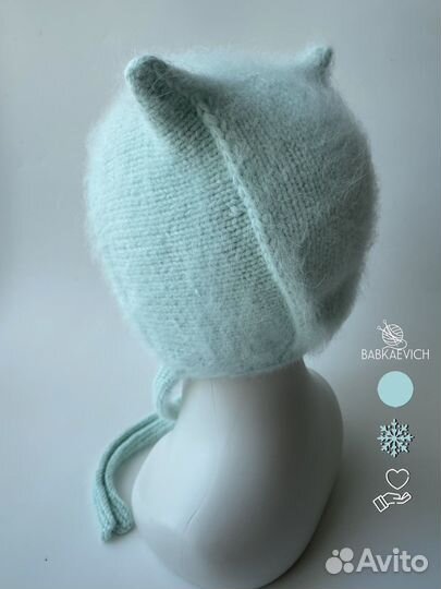Шапочка ручной работы, коточепчик мятный