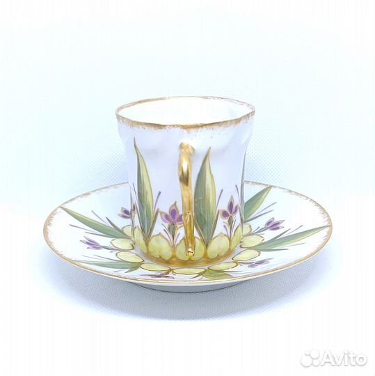 Кофейная пара Лимож антикварная Франция фарфор
