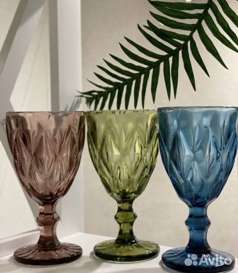 Бокалы из цветного стекла, 6 штук