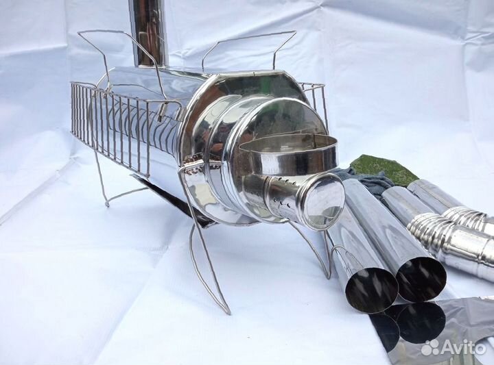 Печь для палатки Кабанчик на 15 л. с решетками