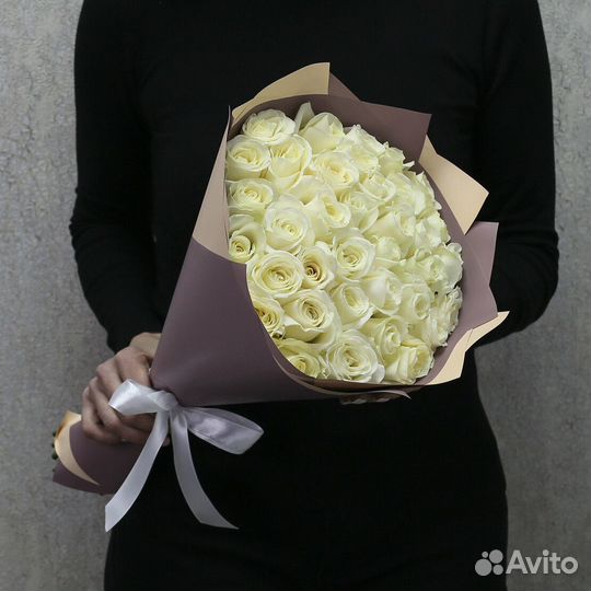 Букет из 35 белых роз Цветы Розы Владимир