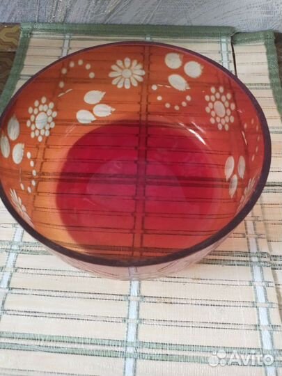 Ваза для фруктов цветное стекло