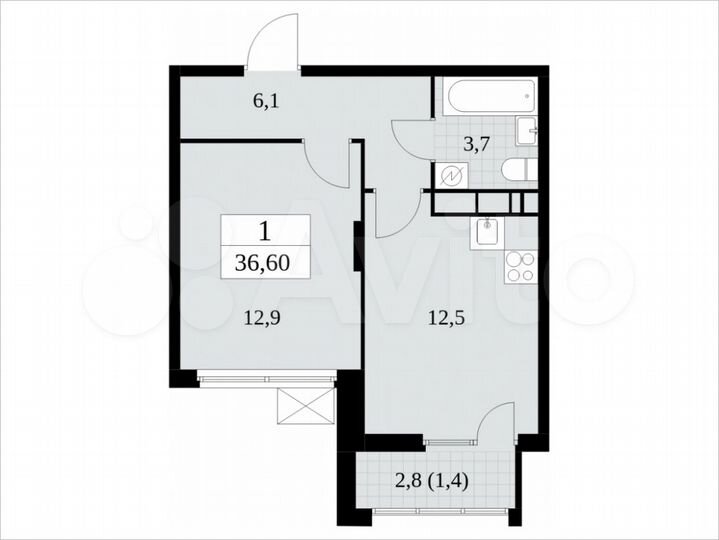 1-к. квартира, 36,6 м², 9/17 эт.