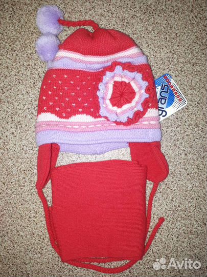 Новая зимняя шапка с шарфом 48-52 р-р Польша