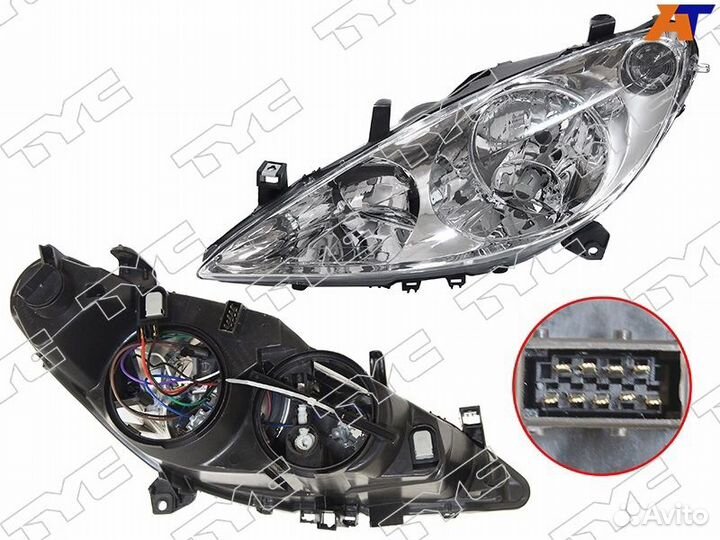 Фара peugeot 307 01-05 LH с птф, под электрокоррек