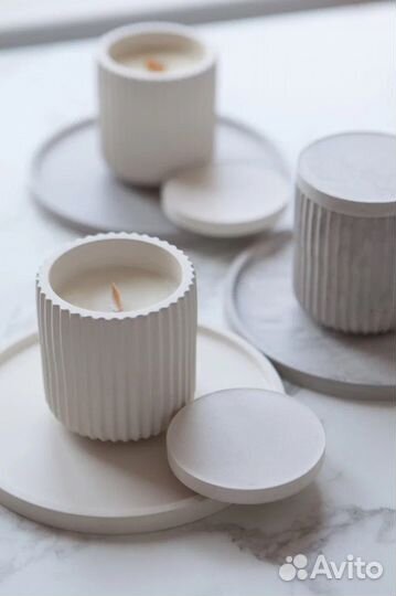 Свеча в гипсовом стакане с крышкой